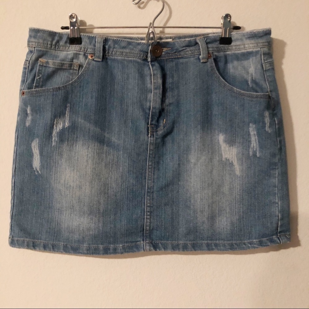 Cotton On distressed denim skirt